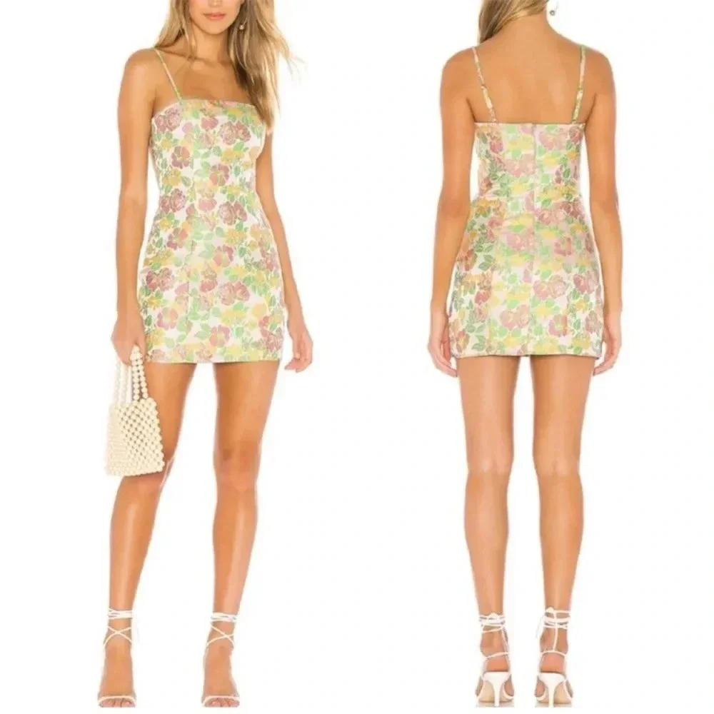 Majorelle Pearsons floral brocade dress in flamingo